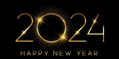 Glittery gold sparkling Happy New Year background design